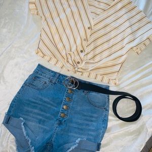 Stripe top with short